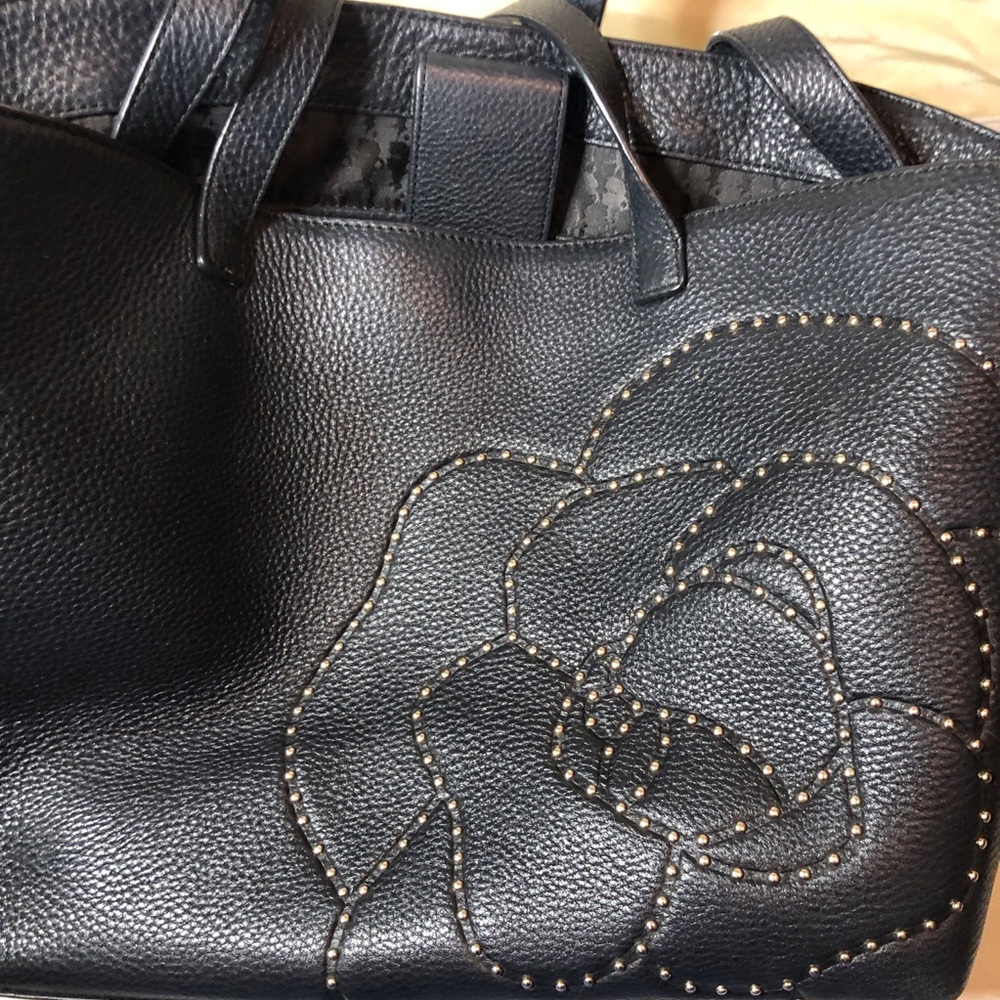 Karl Lagerfeld Black Tote with Studded Floral Design - Picture 14 of 14